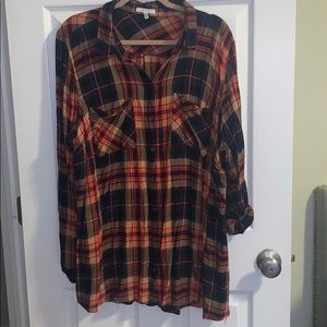 Plus Size Plaid Button Up
